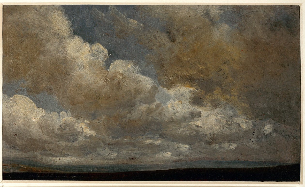 Estudo com nuvens e horizonte (óleo sobre papel) de Johan Christian Dahl