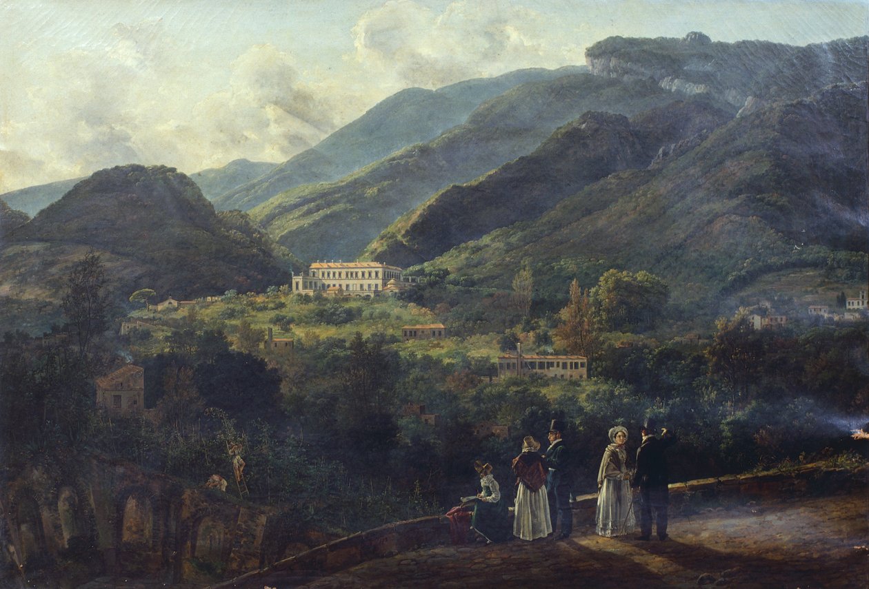 O Palácio Real de Quisisisana, perto de Nápoles, por Johan Christian Clausen Dahl (1788-1857), Itália de Johan Christian Dahl