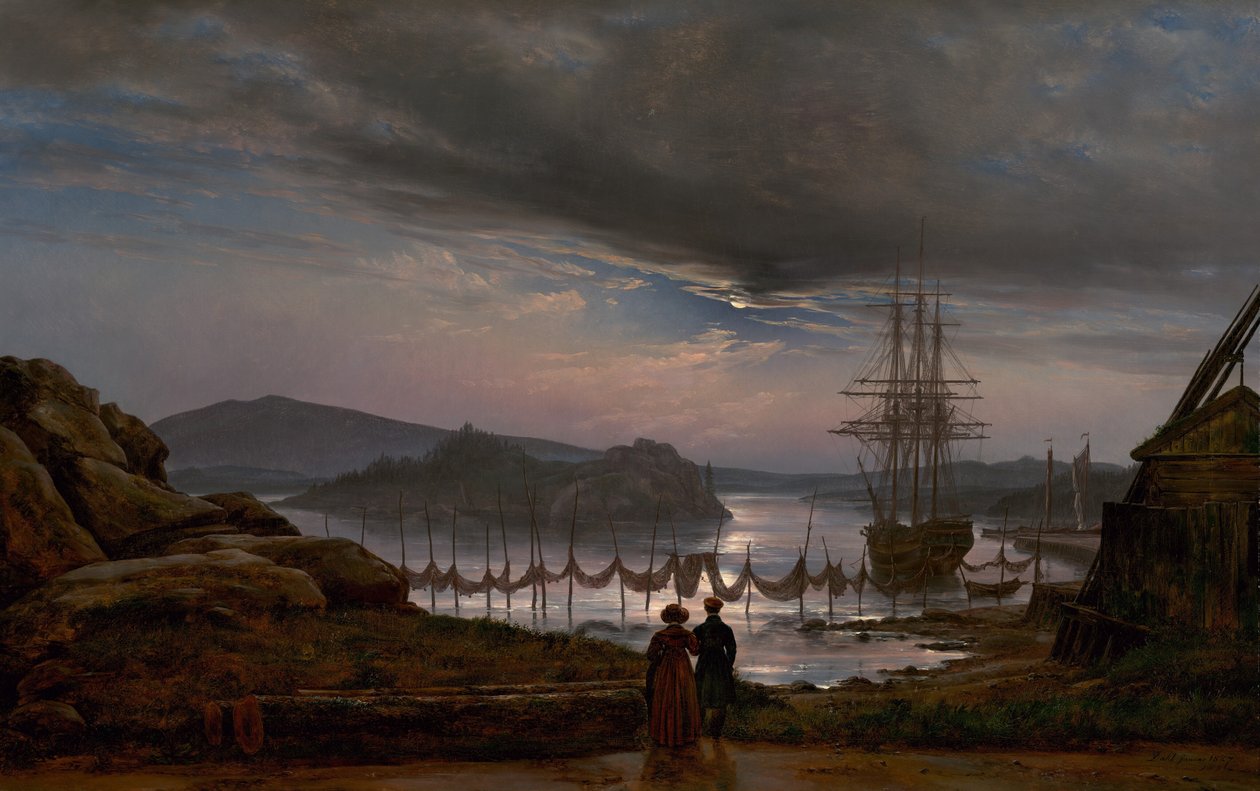 Vista de Vaekero, perto de Christiania, 1827. de Johan Christian Dahl
