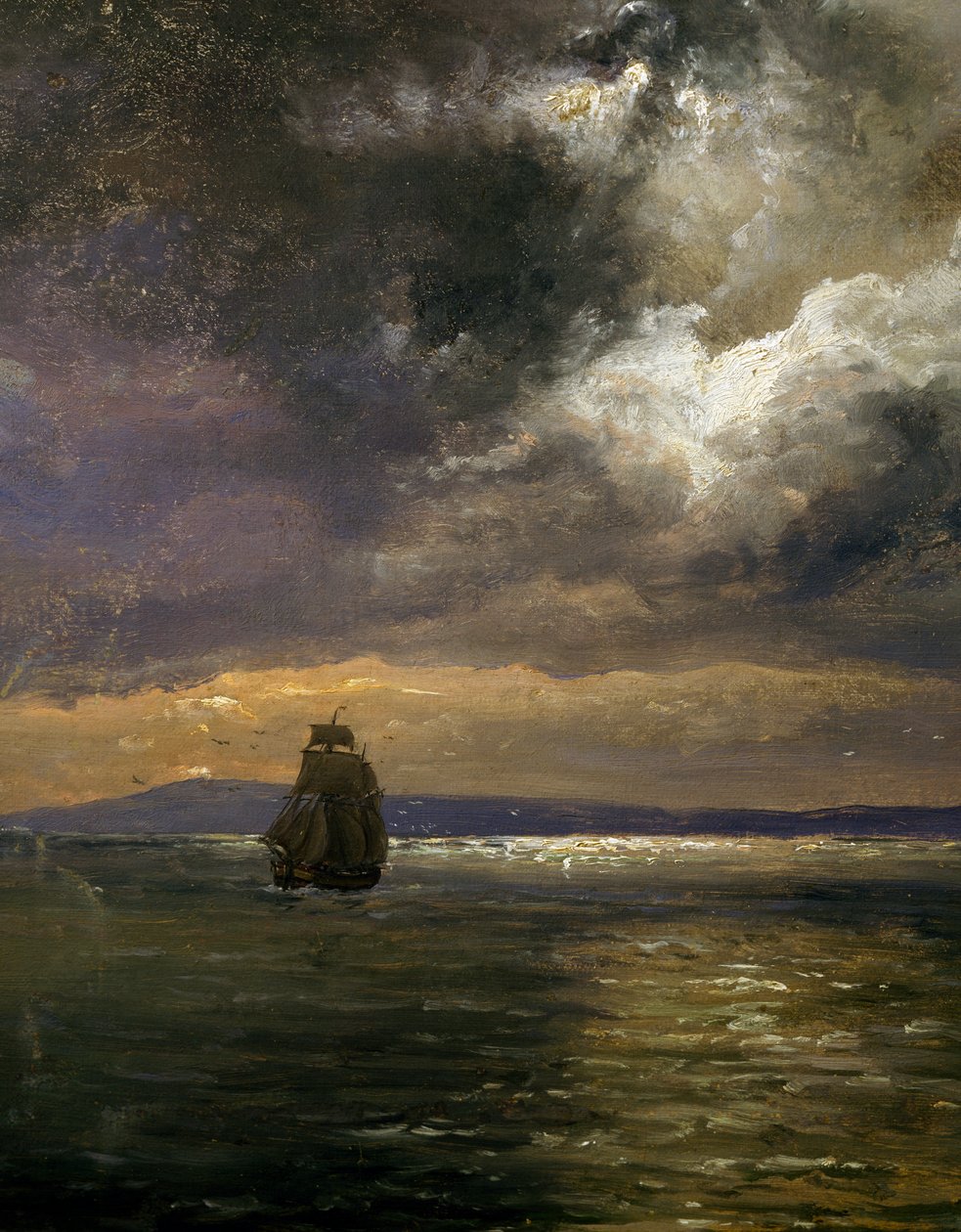 Vista de Christianiafiorden, por Johan Christian Clausen Dahl (1788-1857), detalhe, Noruega de Johan Christian Dahl