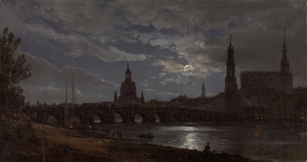 Vista de Dresden ao luar de Johan Christian Dahl