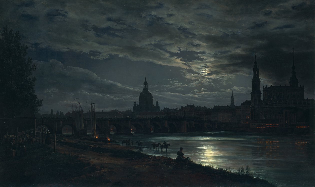 Vista de Dresden ao luar de Johan Christian Dahl