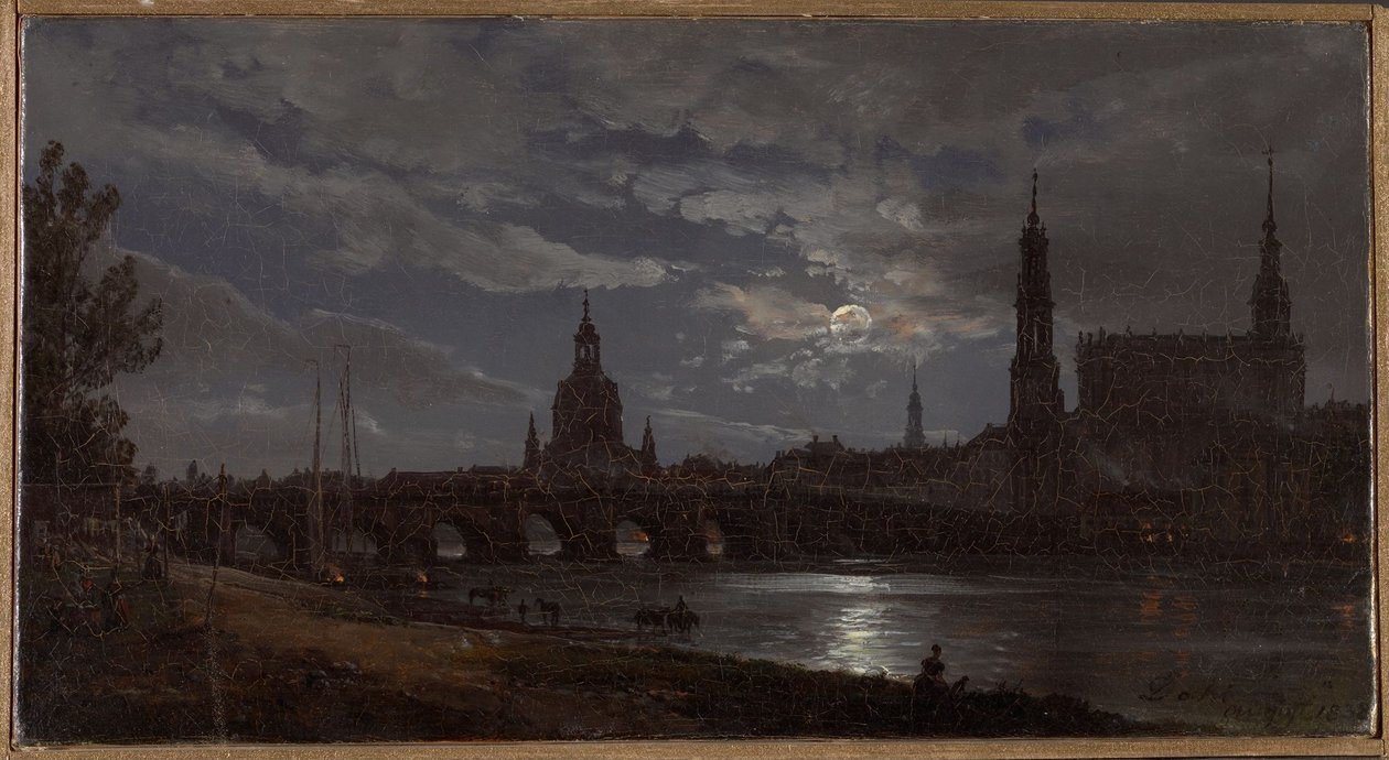 Vista de Dresden ao luar de Johan Christian Dahl