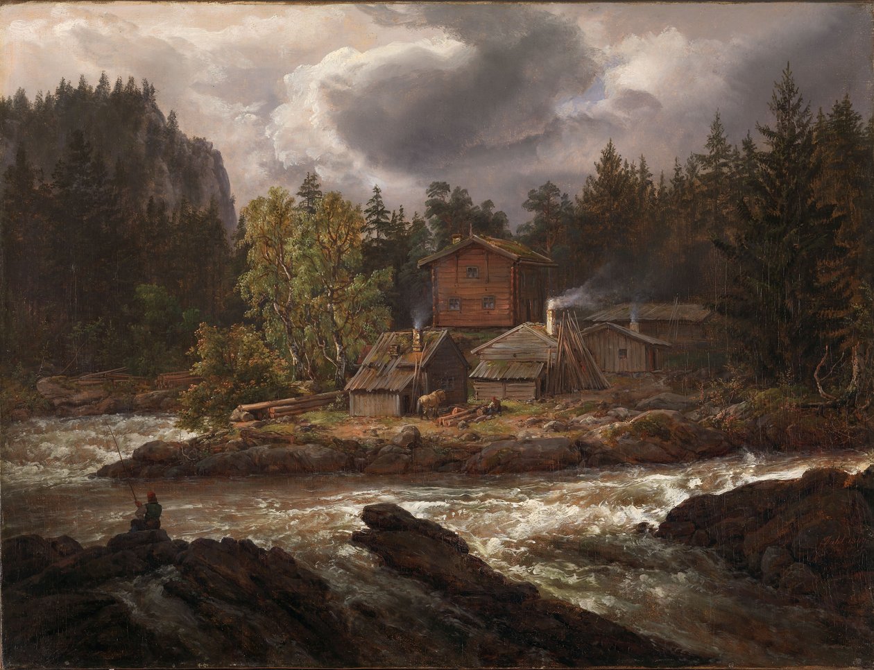 Vista de Hønefossen de Johan Christian Dahl
