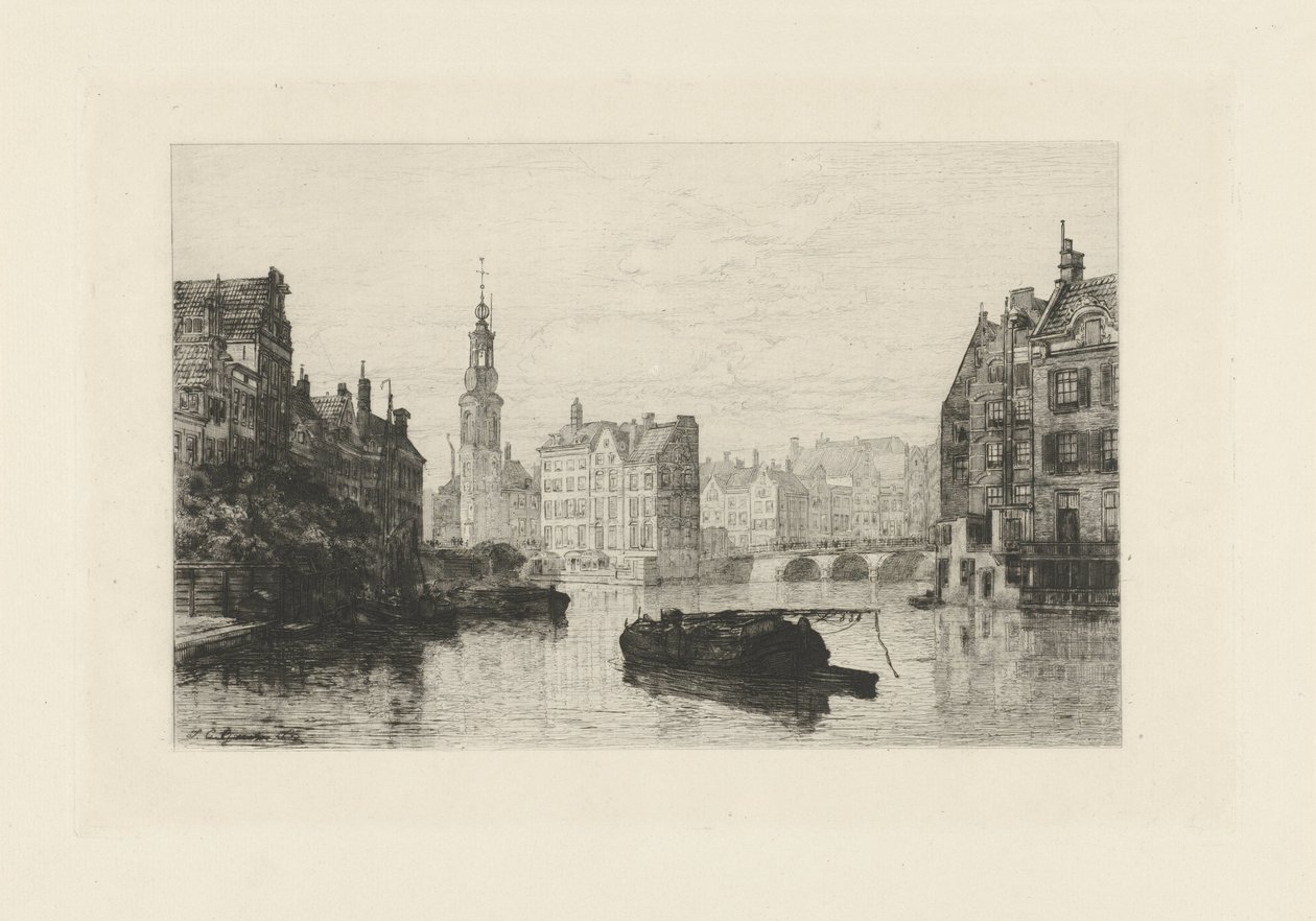 Vista do Munttoren em Amesterdão de Johan Conrad Greive