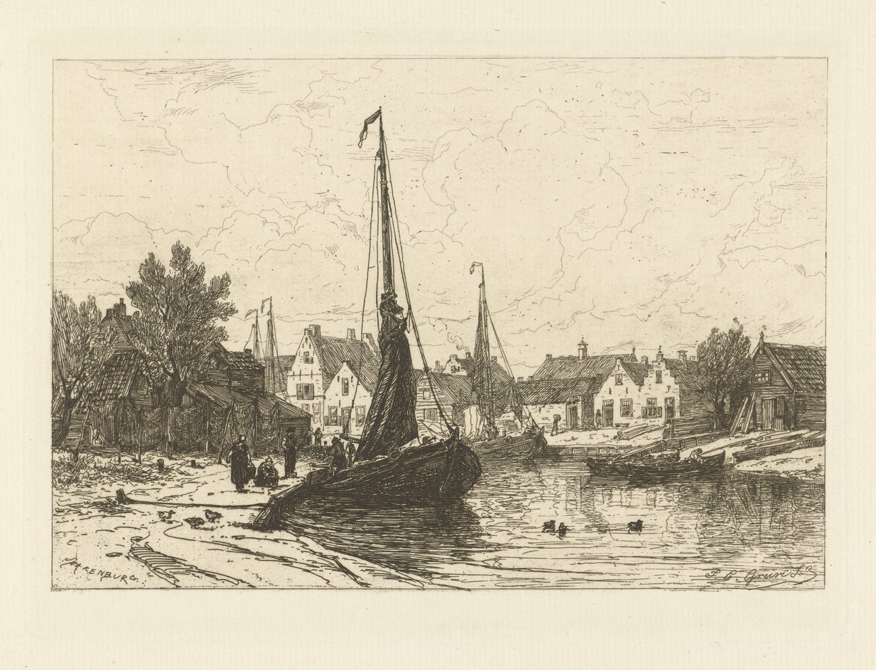 Vista do porto de Spakenburg de Johan Conrad Greive
