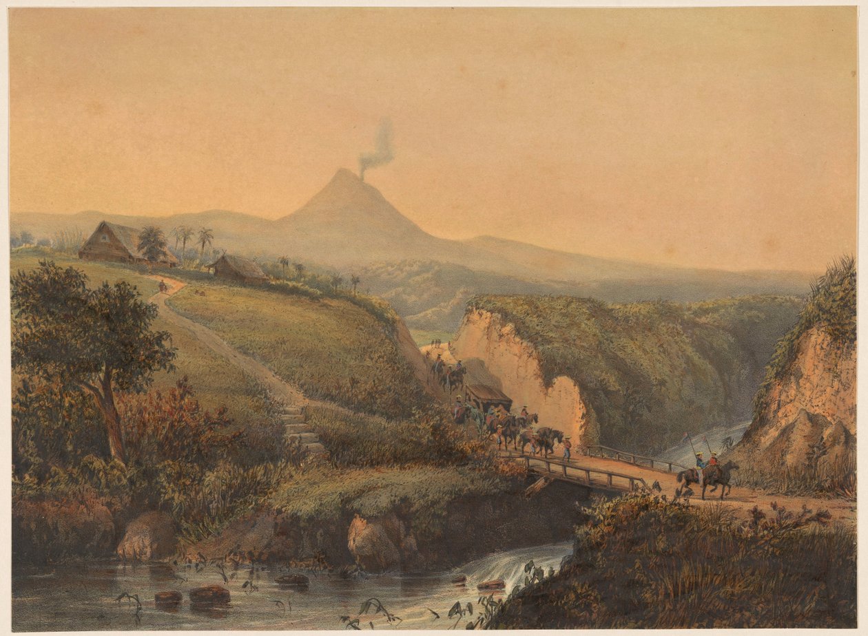 Vista dos arredores de Malang
Paisagem em Malangsche (residência Passarouan.) (título sobre o objecto) de Johan Conrad Greive