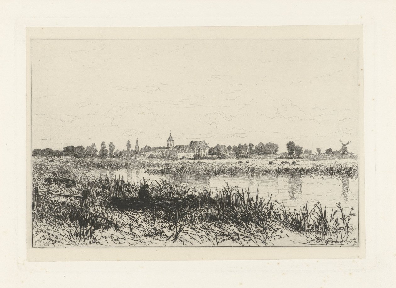 Vista de um rio perto de Bemmel de Johan Conrad Greive