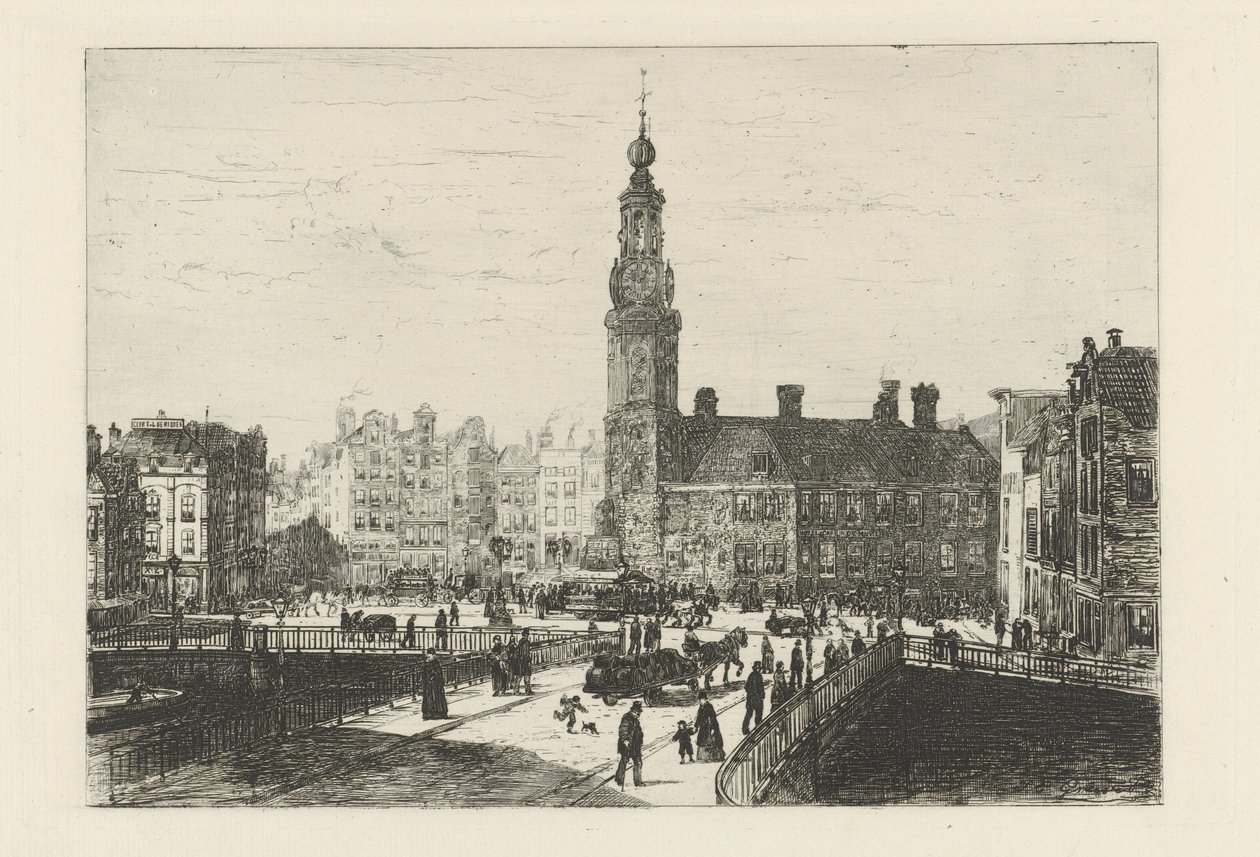Vista do Muntplein de Amesterdão de Johan Conrad Greive