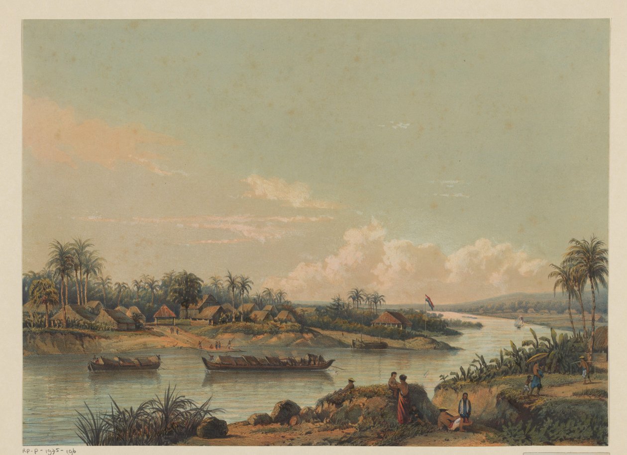 Vista do rio Solo em Java
Vista do rio Solo (divisão Toeban, residência Rembang.) (título sobre o objecto) de Johan Conrad Greive
