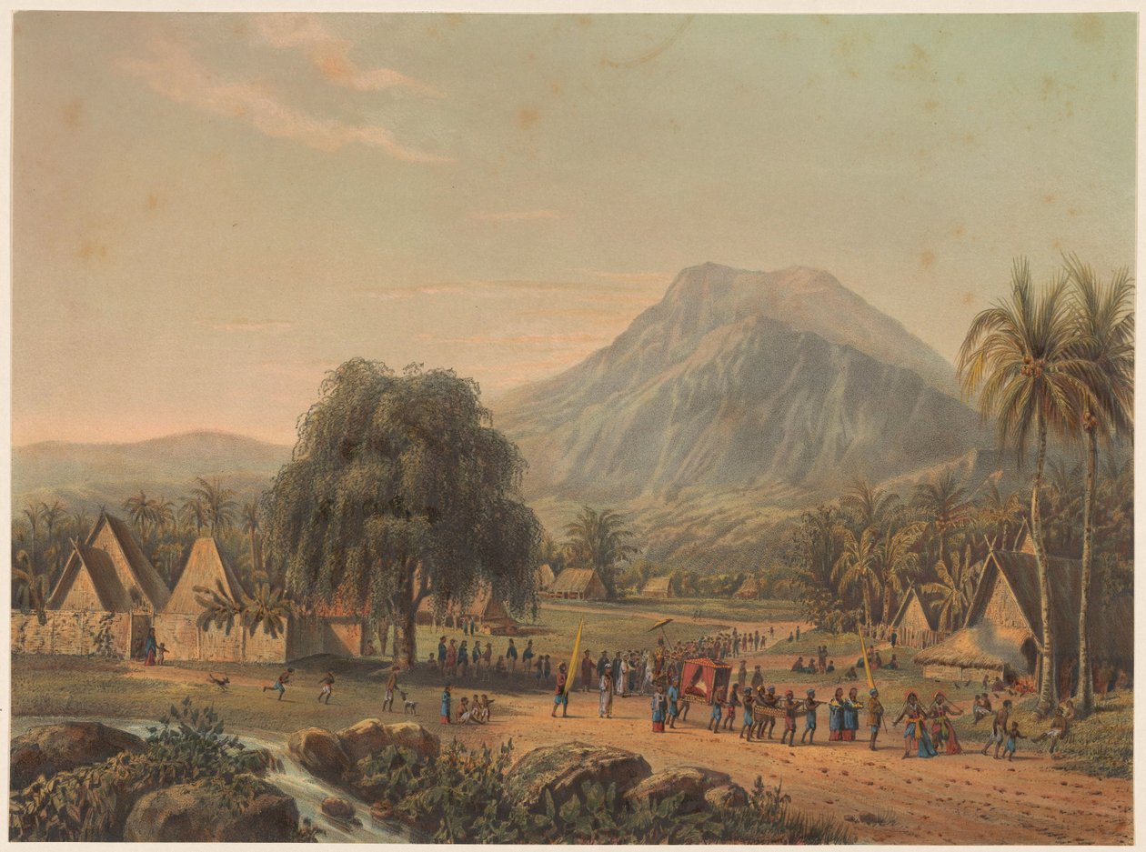 Procissão de casamento no sopé do Monte Salak em Java Procissão de casamento no vale do Salak (título no objeto) de Johan Conrad Greive