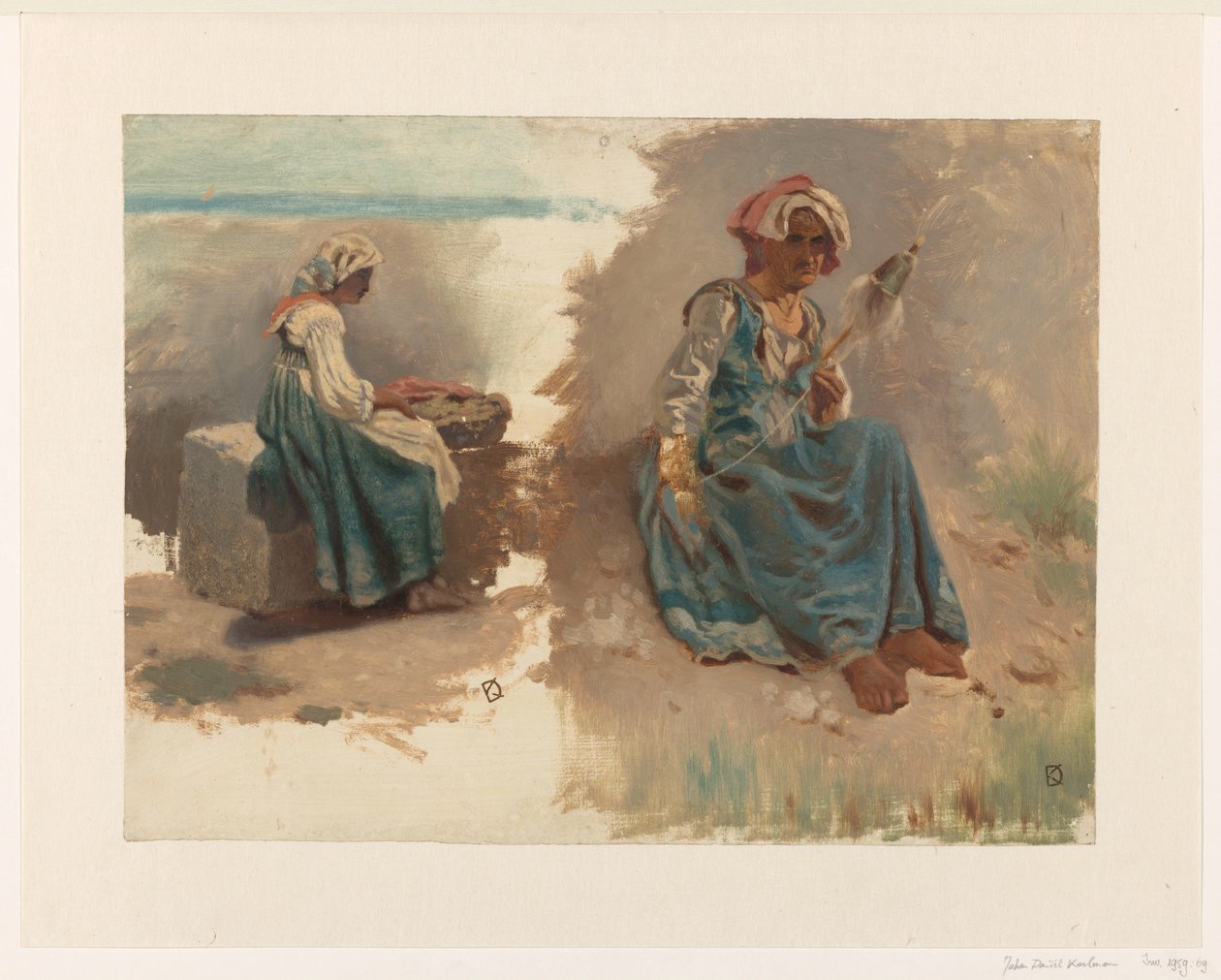 Dois esboços de mulheres sentadas de Johan Daniël Koelman