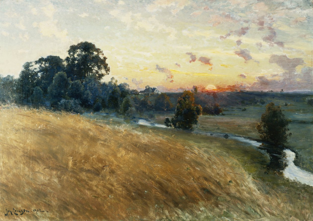Uma extensa paisagem ao pôr do sol, 1902 de Johan Ericson