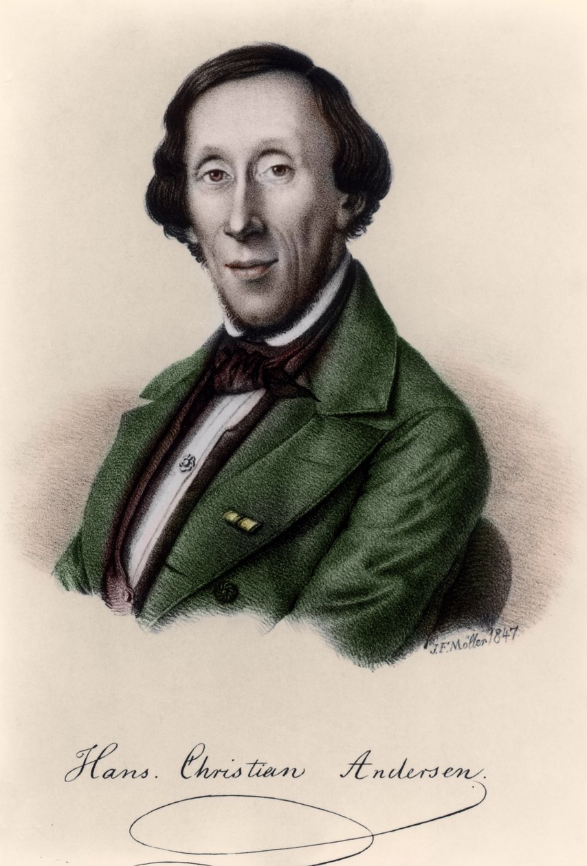 Retrato de Hans Christian Andersen (1805-1875) (posterior coloração) de Johan Frederick Moller