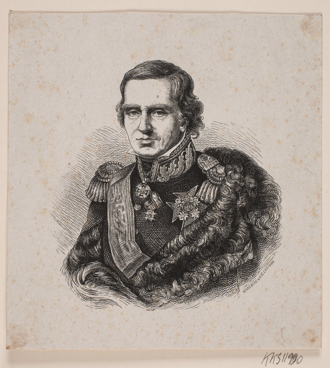 Militares desconhecidos com estrela sueca da Grande Cruz de Johan Frederik Rosenstand