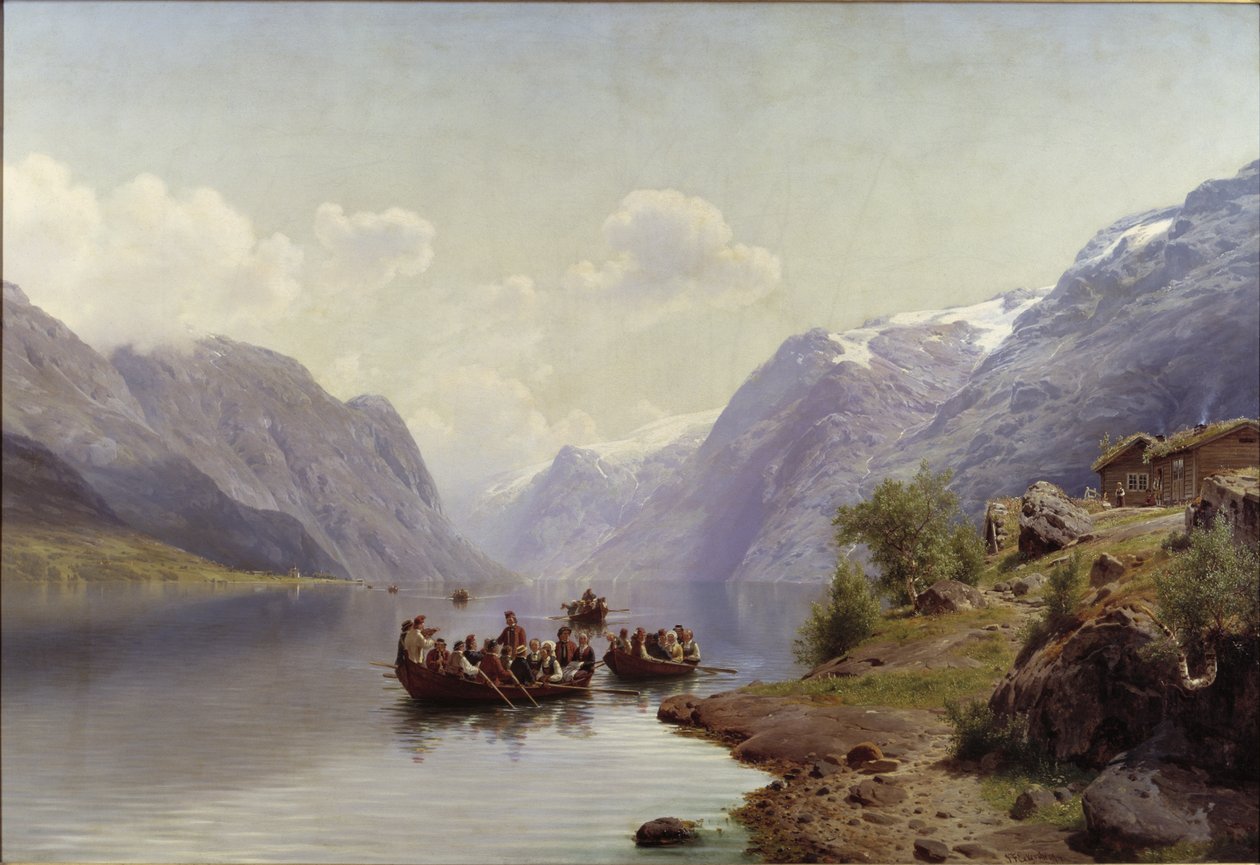 Escolta nupcial no Fiord Hardanger, 1865 de Johan Fredrik Eckersberg