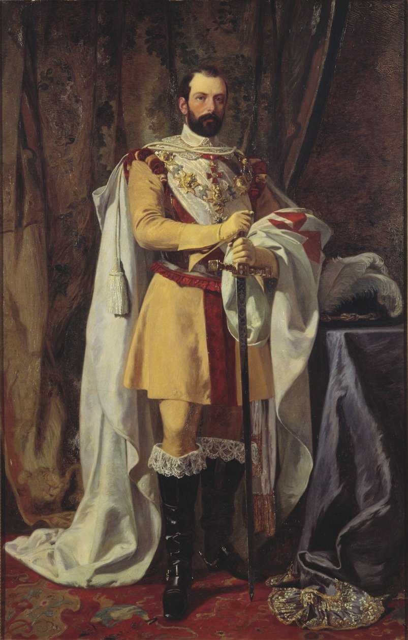 Charles XV roi de Suede - Retrato do Rei Carlos XV da Suécia (1826-1872), de Hockert, Johan Fredrik (1826-1866). Óleo sobre tela de Johan Fredrik Hockert