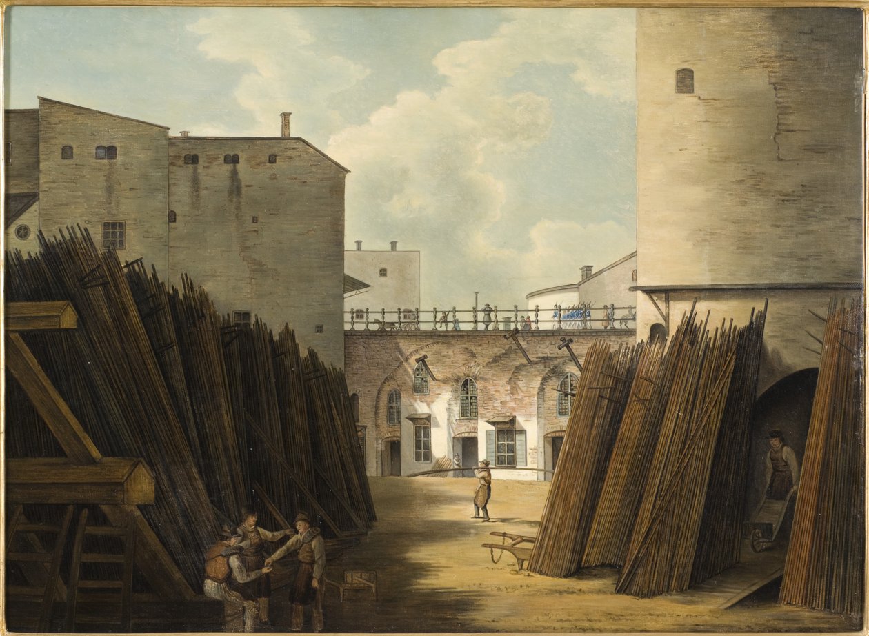 As velhas balanças de ferro em Slussen, Estocolmo, c.1820-30 de Johan Fredrik Julin