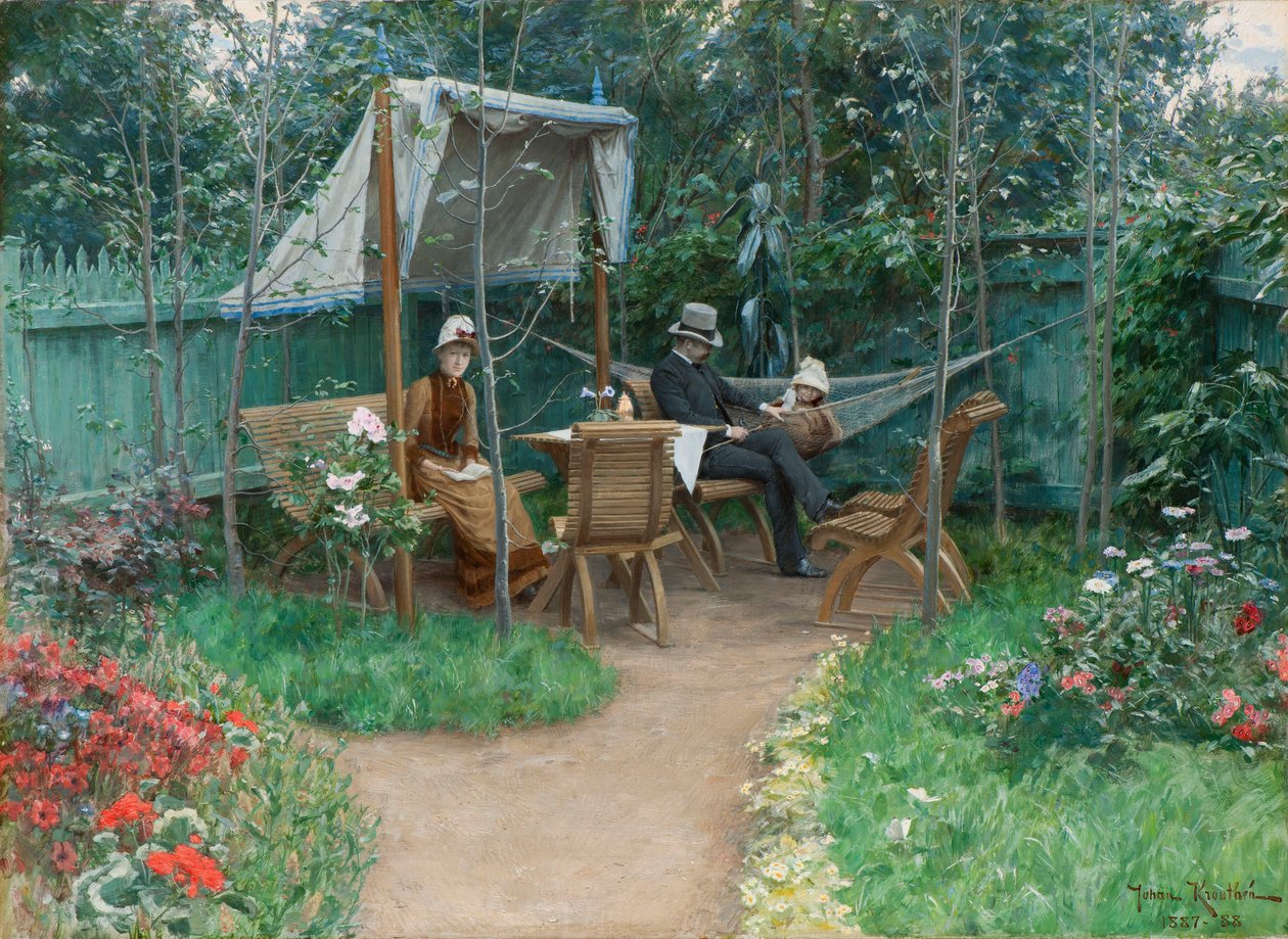 Vista de um jardim, Linkoping de Johan Fredrik Krouthen