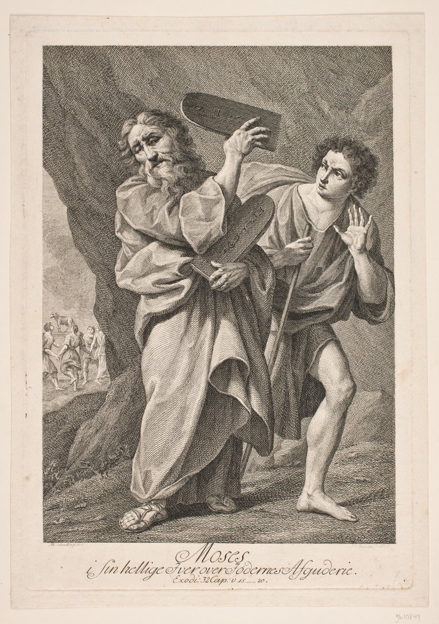 Moisés em seu santo zelo sobre a idolatria dos pais de Johan Georg Preisler