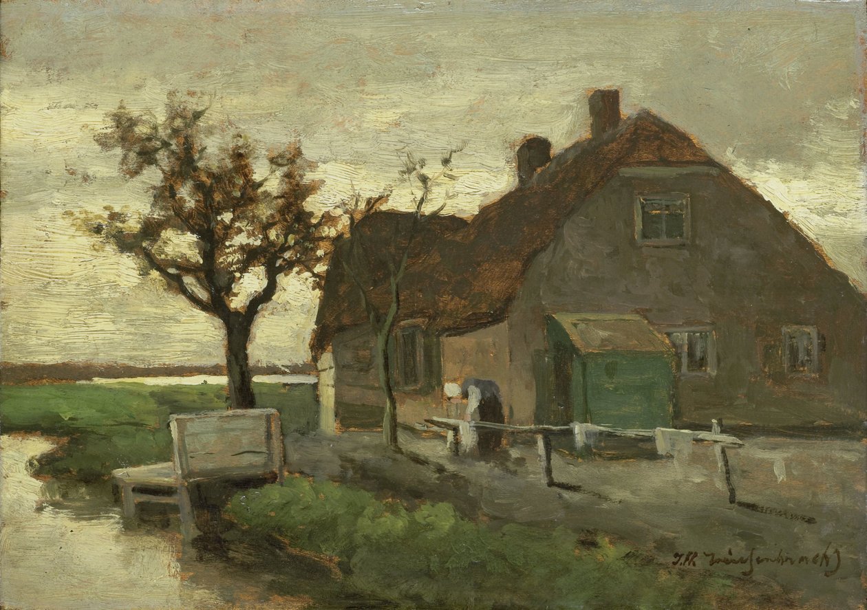 Casa de fazenda em um canal de Johan Hendrik Weissenbruch