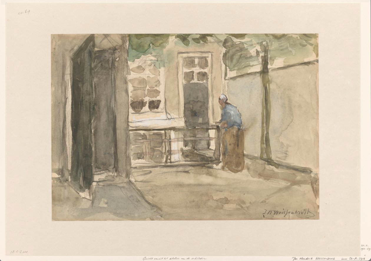Vista de um pátio do estúdio do artista na Kazernestraat em Haia de Johan Hendrik Weissenbruch