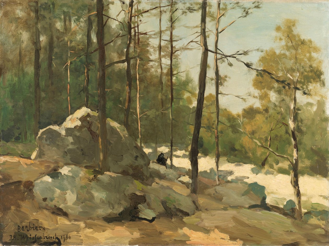 Vista arborizada perto de Barbizon Vista da floresta perto de Barbizon de Johan Hendrik Weissenbruch
