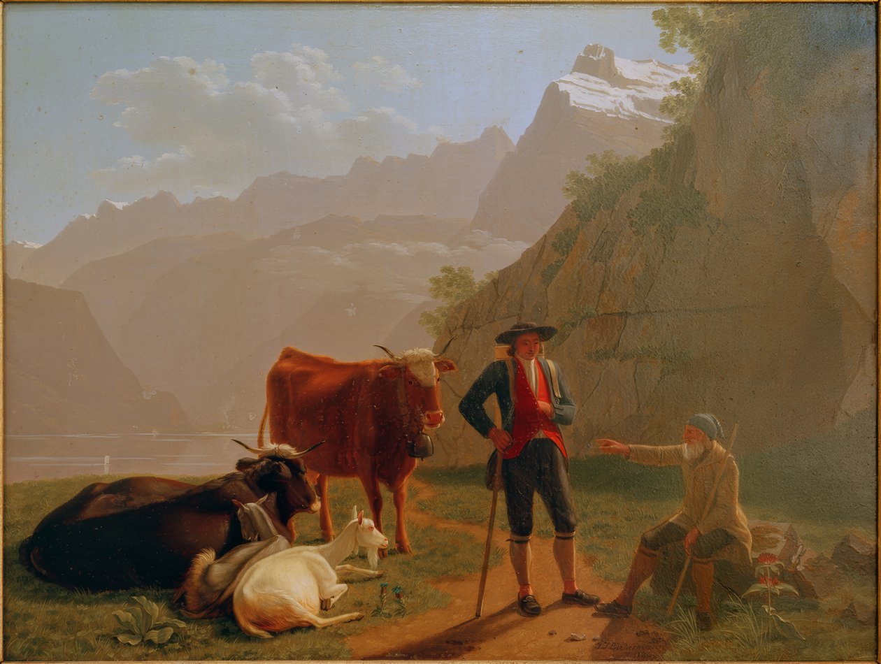 Lago Lucerna com pastores de Johan Jakob Biedermann