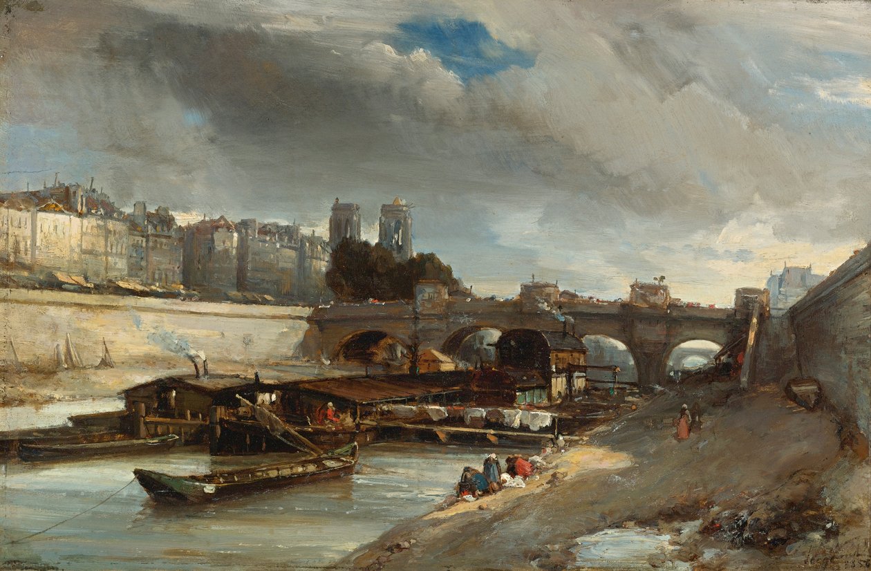 Casa de lavagem de barco perto da Pont Neuf, Paris de Johan Jongkind