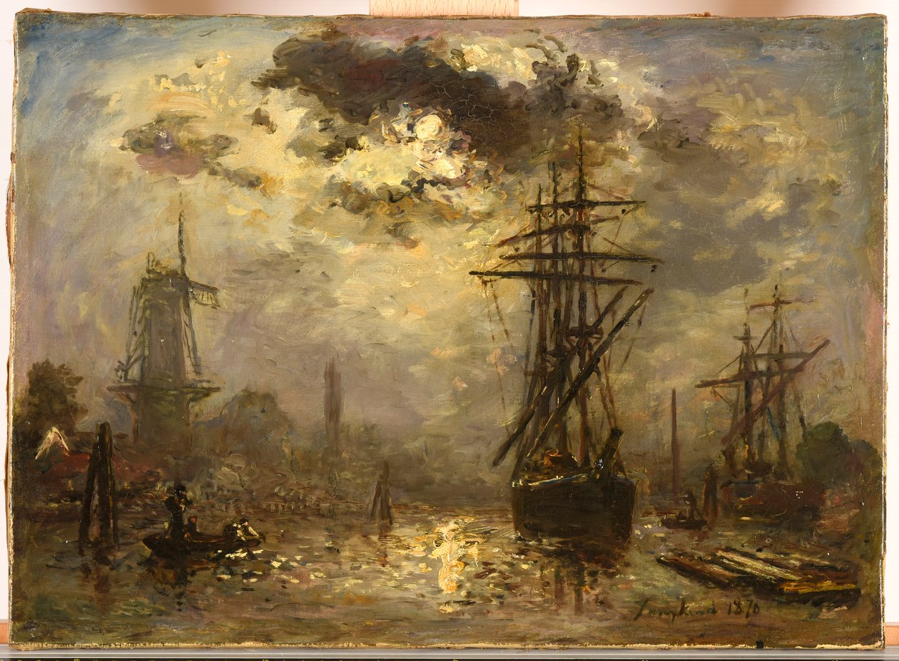 Francês: Les moulins de Rotterdam
Alemão: The mills of Rotterdam de Johan Jongkind