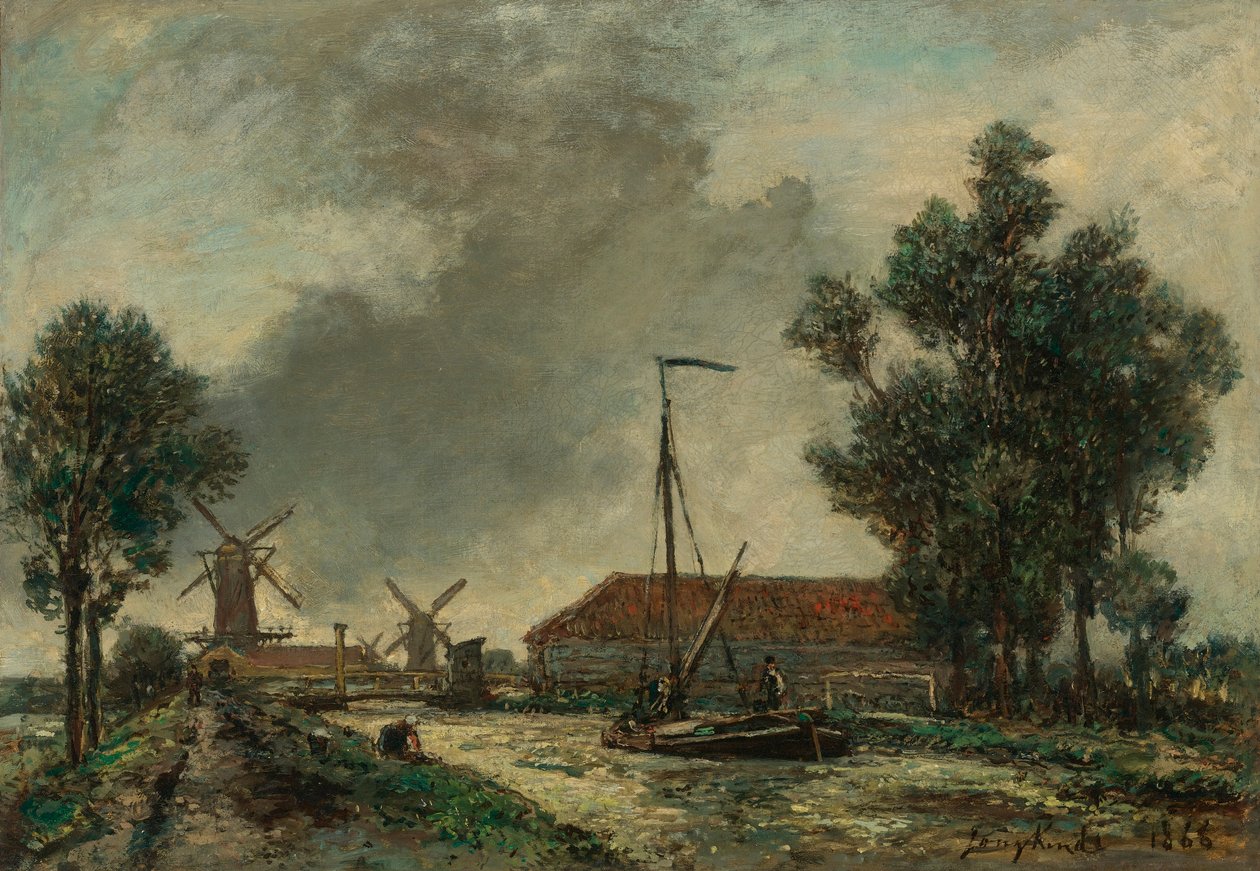 La Passerelle, Hollande de Johan Jongkind