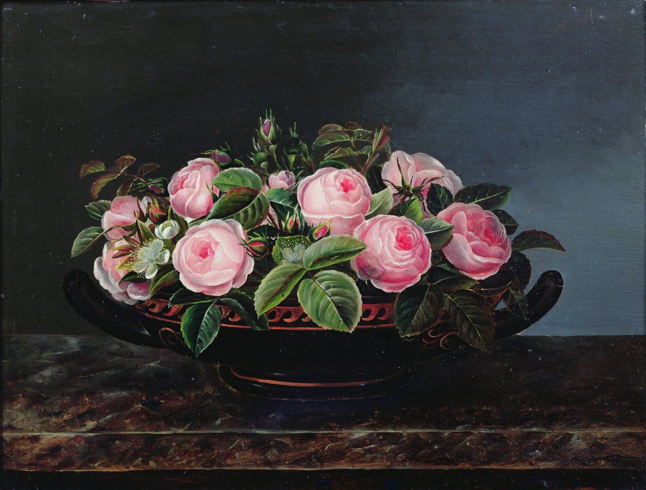 Ainda vida de rosas cor de rosa de Johan Laurents Jensen