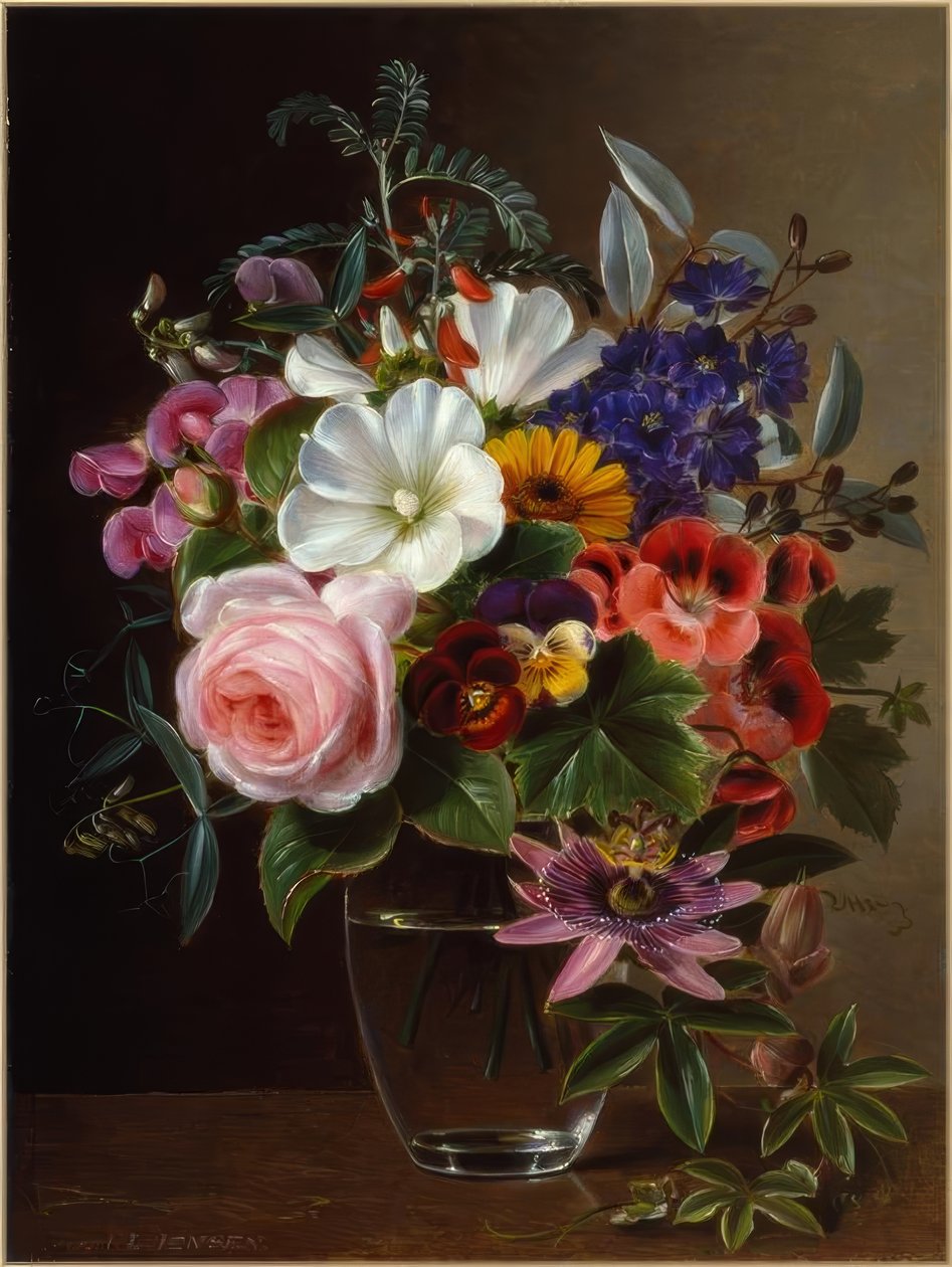 JL Jensen, buquê de flores em um vaso de Johan Laurentz Jensen