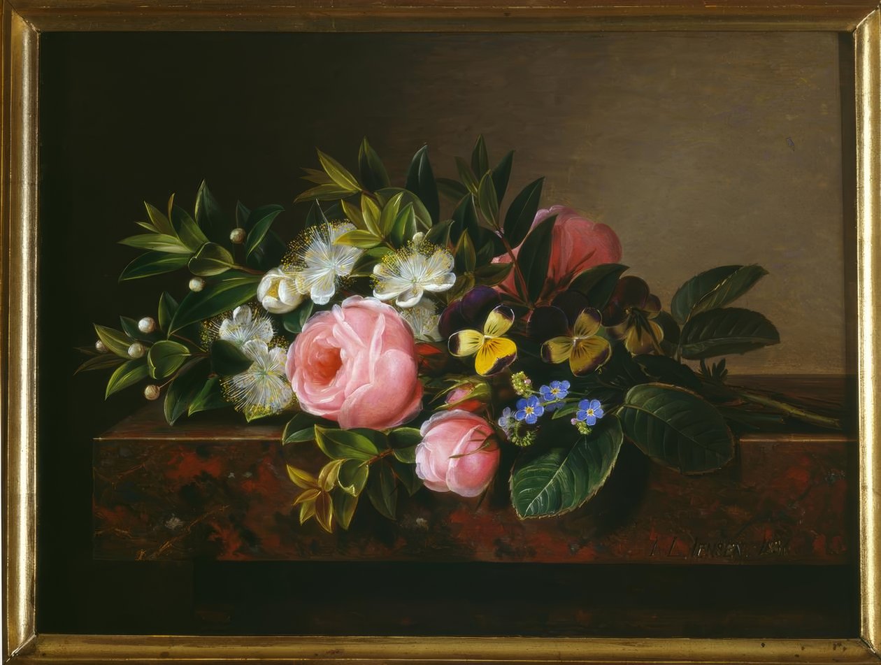 JL Jensen, ainda vida com rosas de Johan Laurentz Jensen