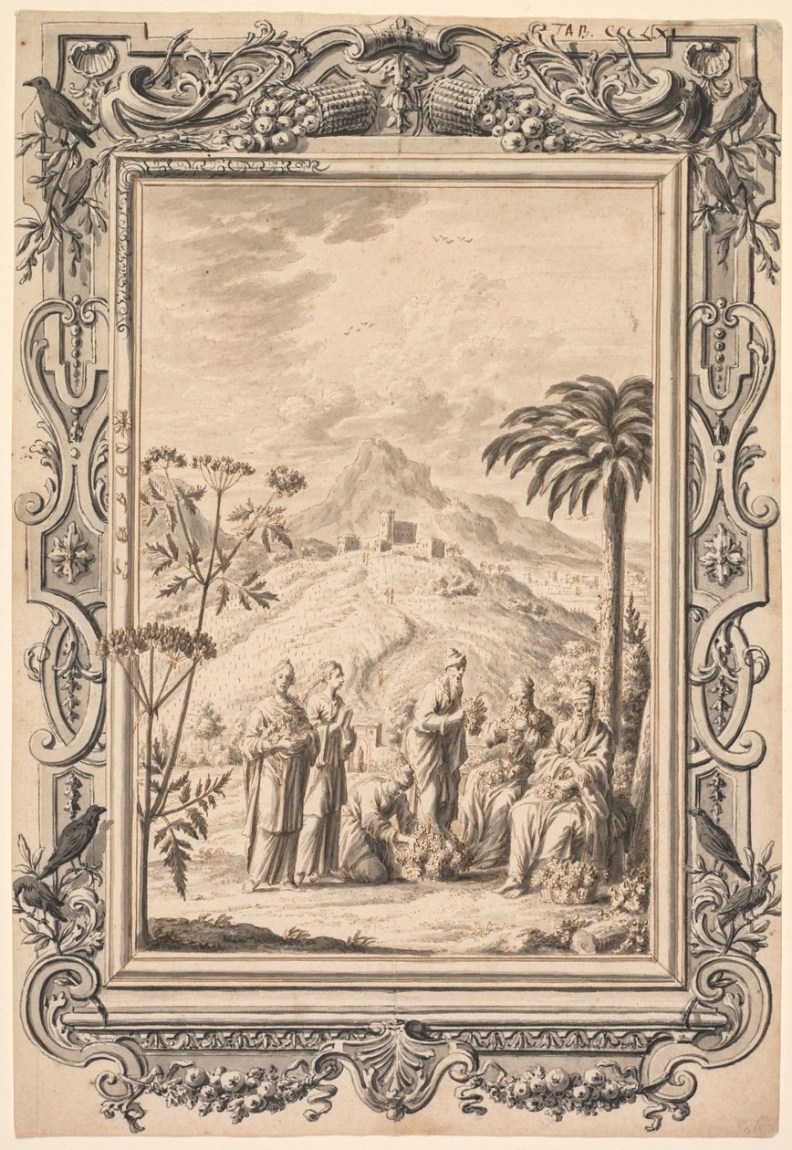 Ilustração e Design de Borda para a Bíblia de Cobre Kupfer-Bibel, c. 1730. de Johan Melchior Füssli