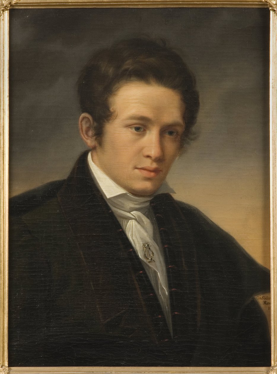 Retrato do poeta Karl August Nicander (1799-1839), de Sodermark, Olof Johan (1790-1848). Óleo sobre tela de Johan Olaf Sodermark