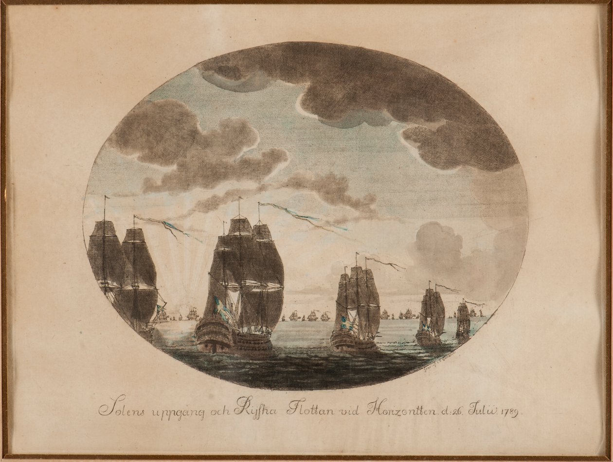 A Batalha naval de Öland em 26 de julho de 1789, c. 1790. de Johan Petter Cumelin
