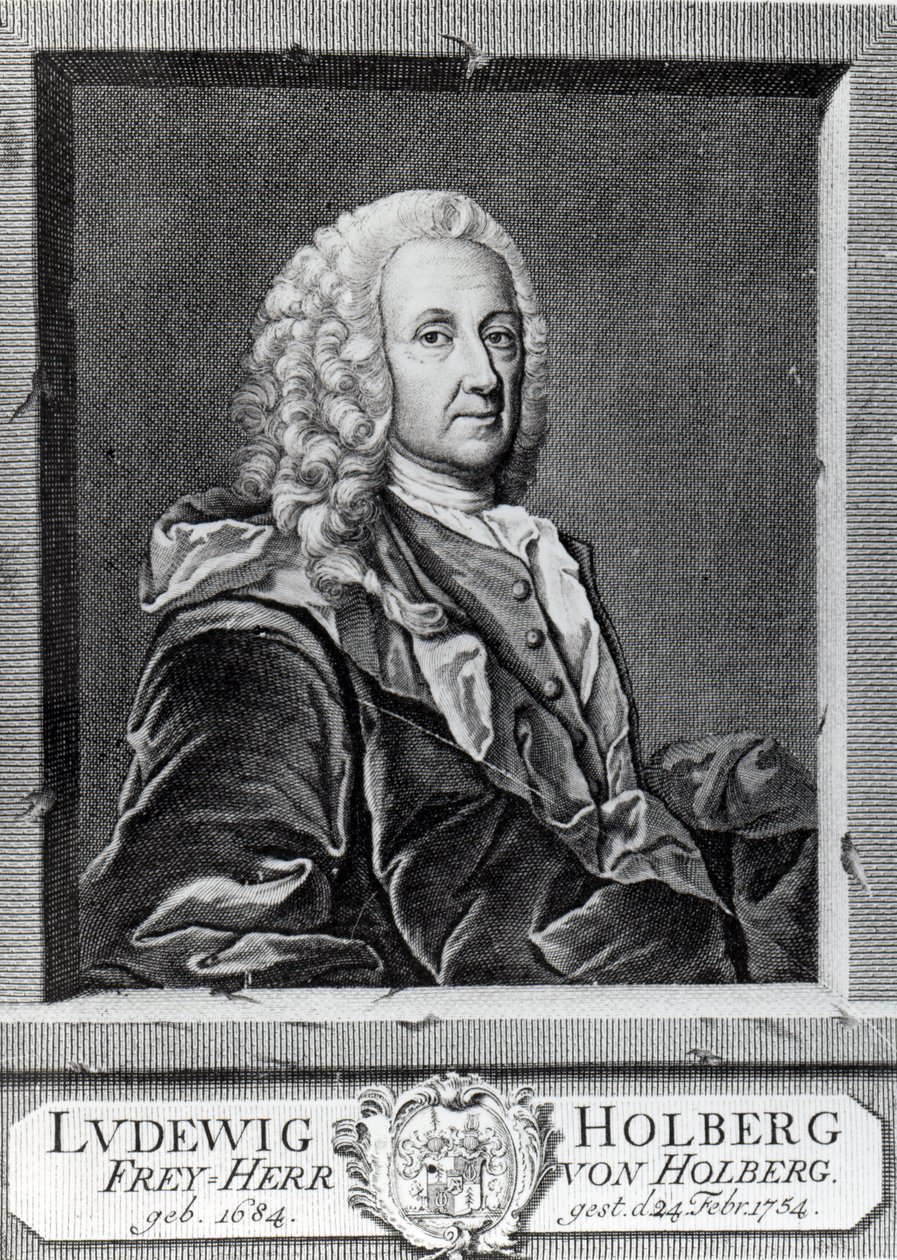 Ludvig Holberg, gravado por Johann Martin Bernigeroth, 1757 de Johan Roselius