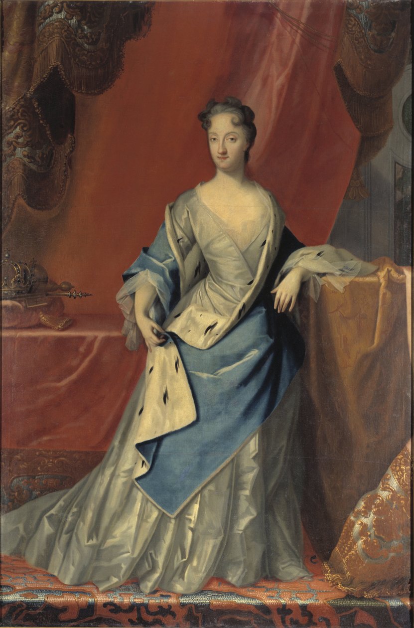 Retrato de Ulrika Eleonora (1688-1741), Rainha da Suécia, por Starbus, Johan (1679-1724). Óleo sobre tela. Dimensões: 210x135 cm. Museu Nacional Estocolmo de Johan Starbus