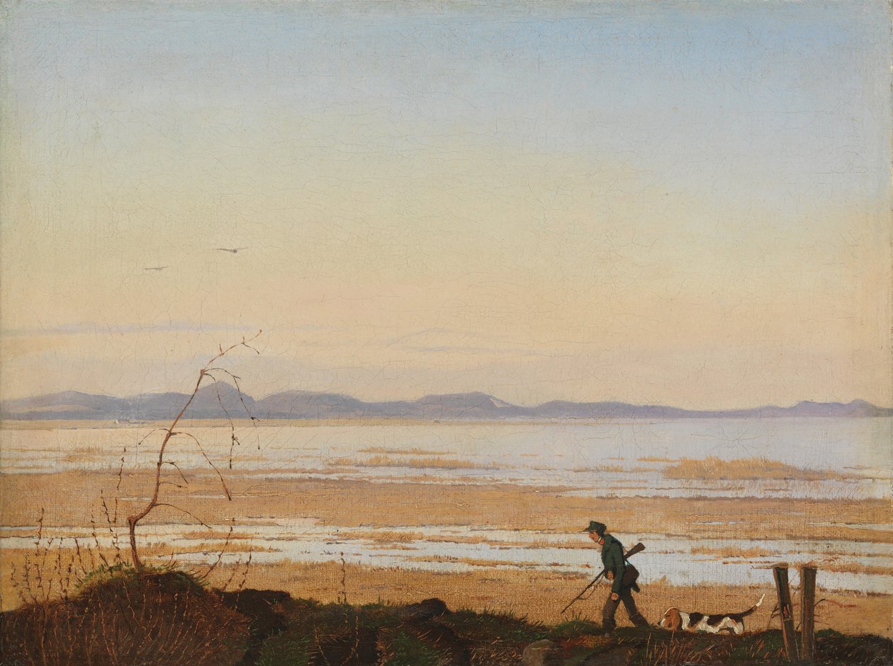 Uma noite ao lado do lago Arresø, ca. 1837 de Johan Thomas Lundbye