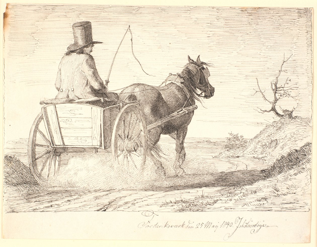 Agricultor dirigindo um carrinho de Johan Thomas Lundbye