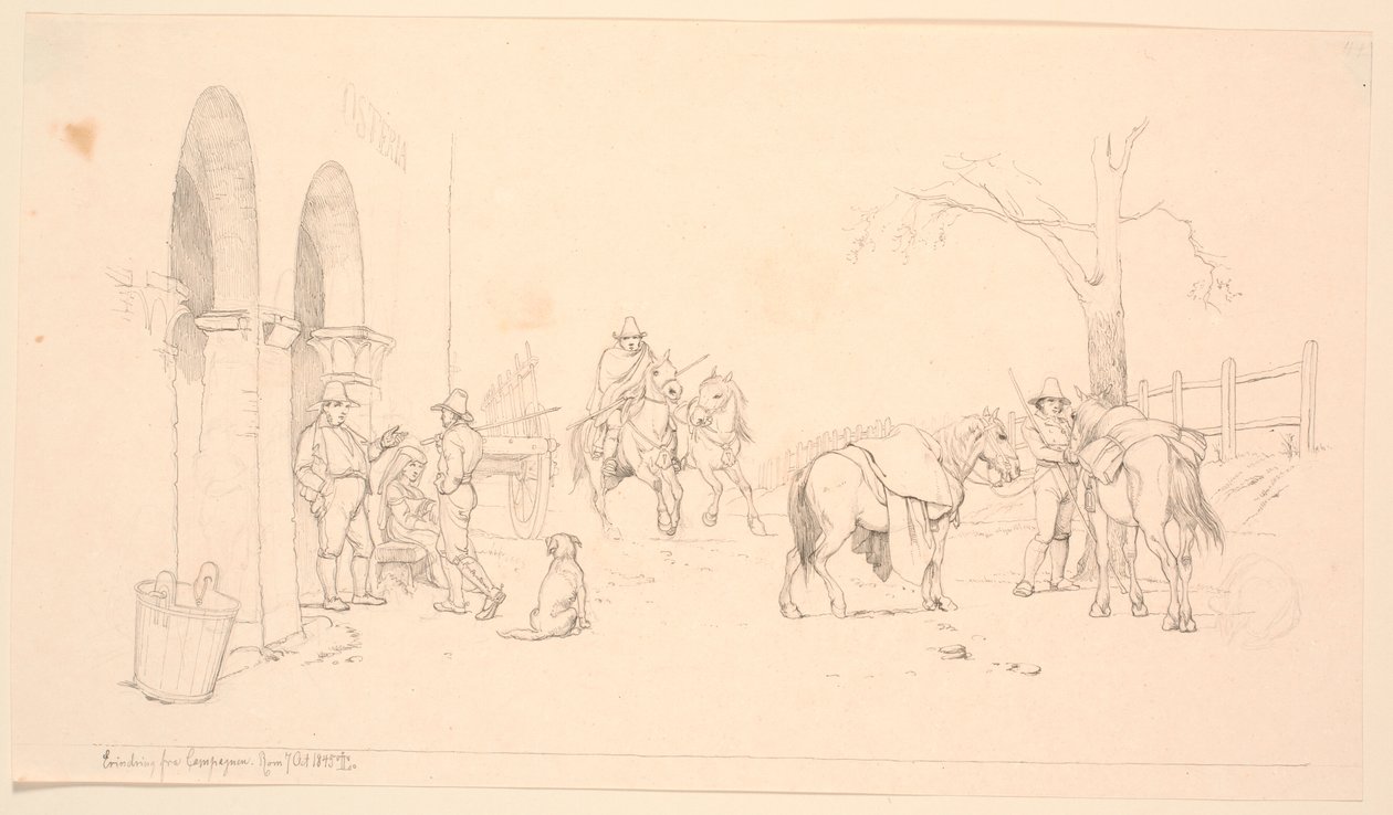 Campagnoles fora de uma loja de queijos de Johan Thomas Lundbye