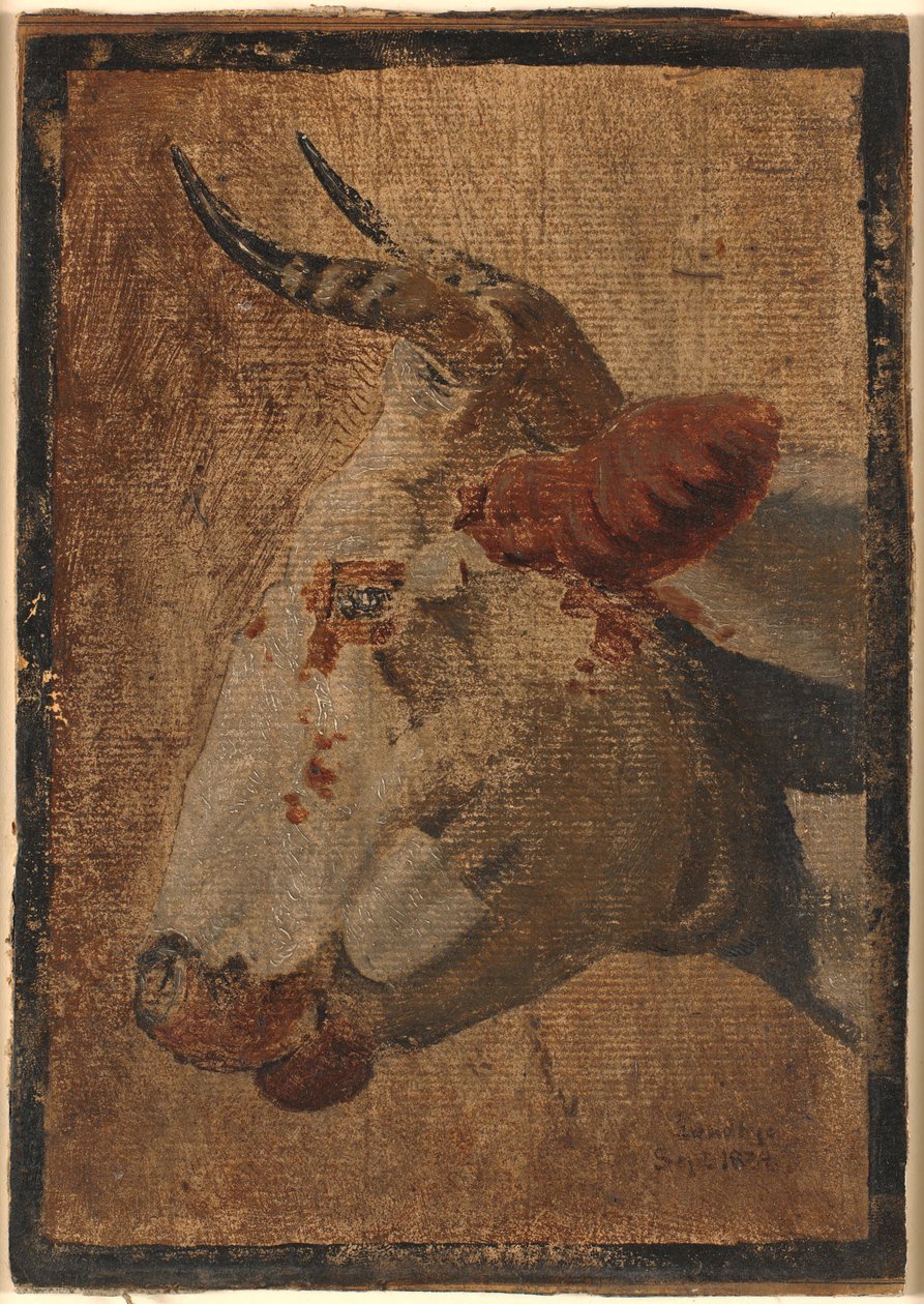 Cabeça de uma vaca mosqueada branca, perfil à esquerda de Johan Thomas Lundbye