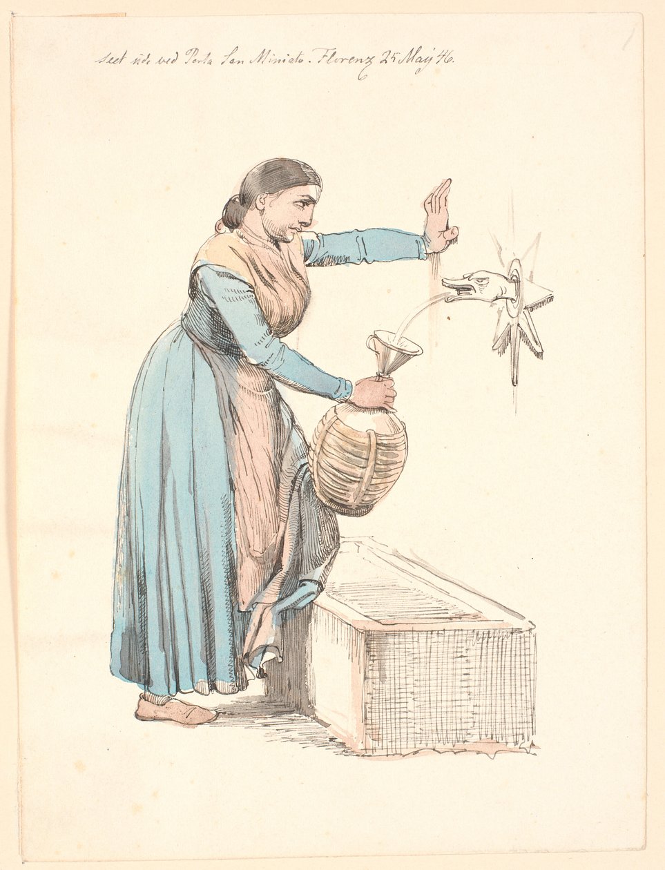 Mulher italiana buscando água em uma fonte de Johan Thomas Lundbye