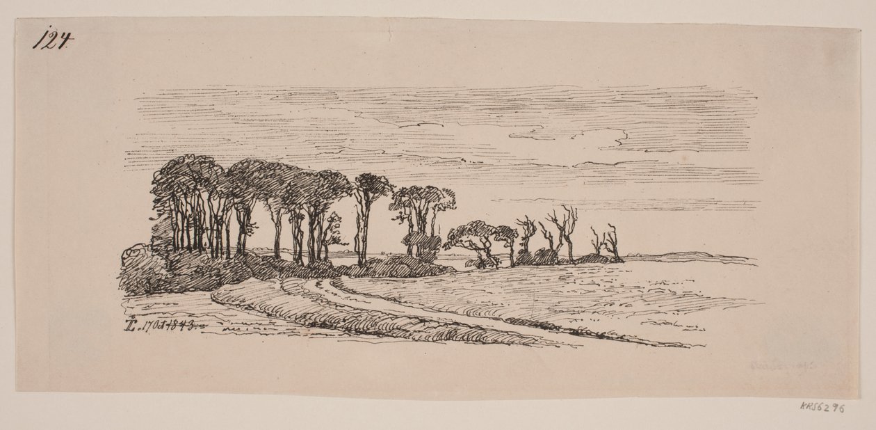 Paisagem com uma fileira de árvores de Johan Thomas Lundbye