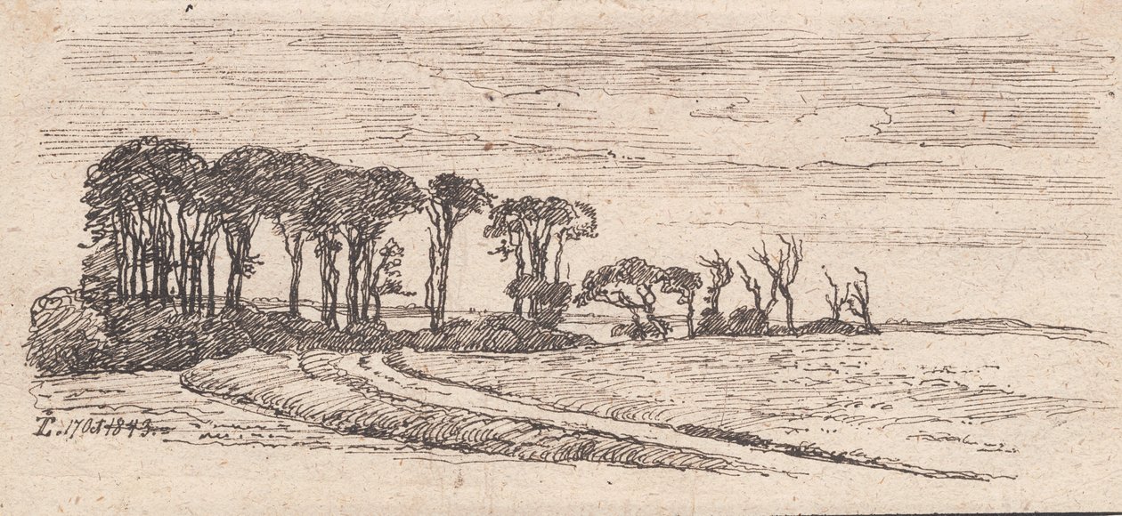 Paisagem com uma fileira de árvores de Johan Thomas Lundbye