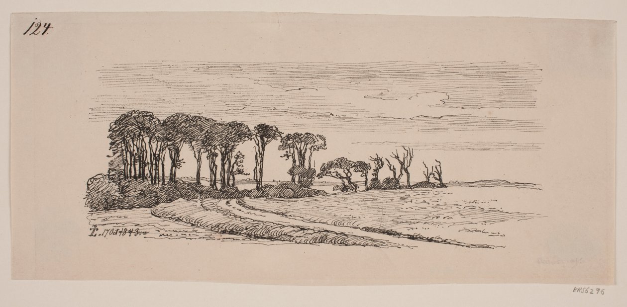 Paisagem com uma fileira de árvores de Johan Thomas Lundbye