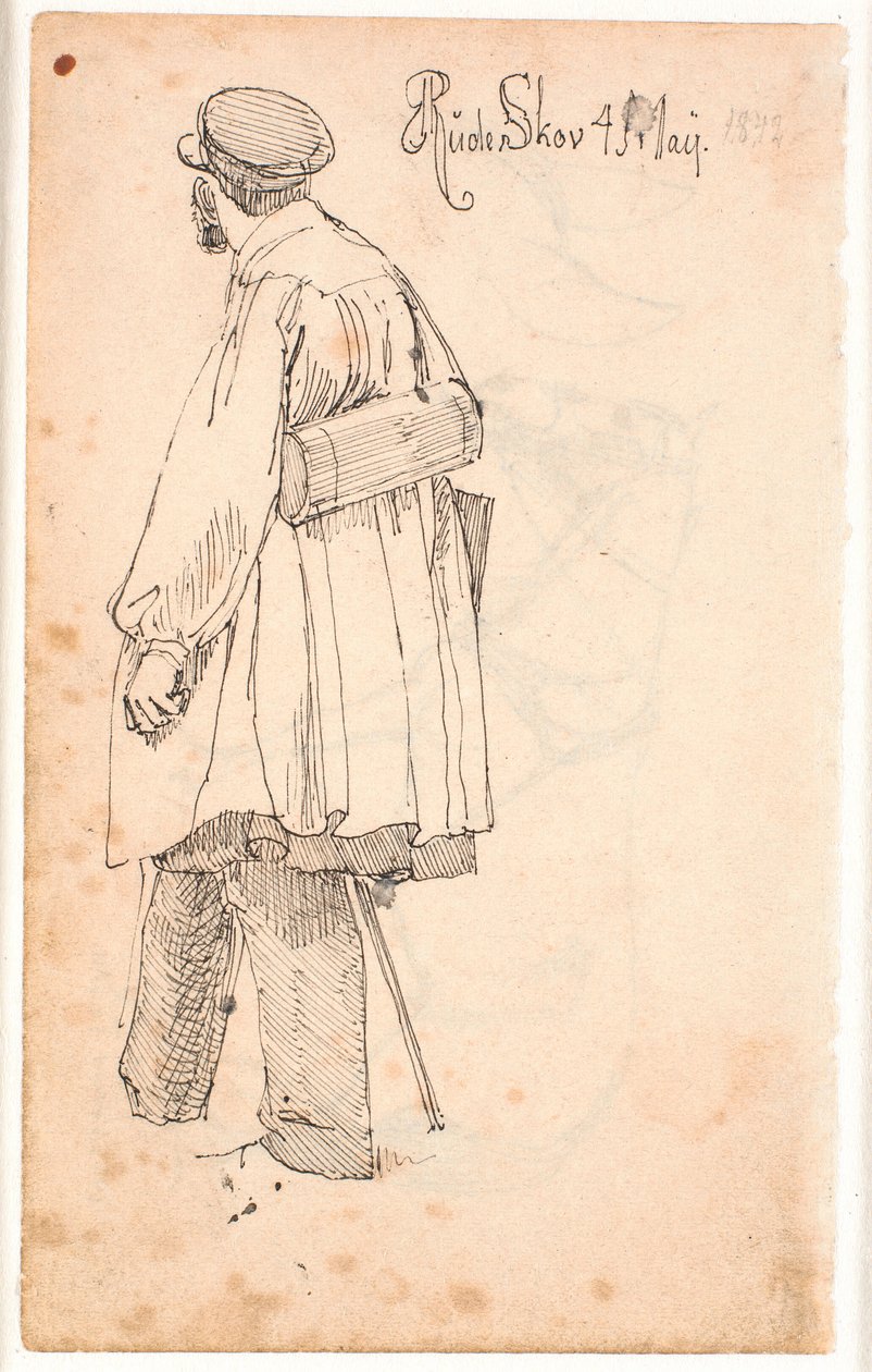 computador Skovgaard com a caixa do botânico, de pé e vista de trás de Johan Thomas Lundbye