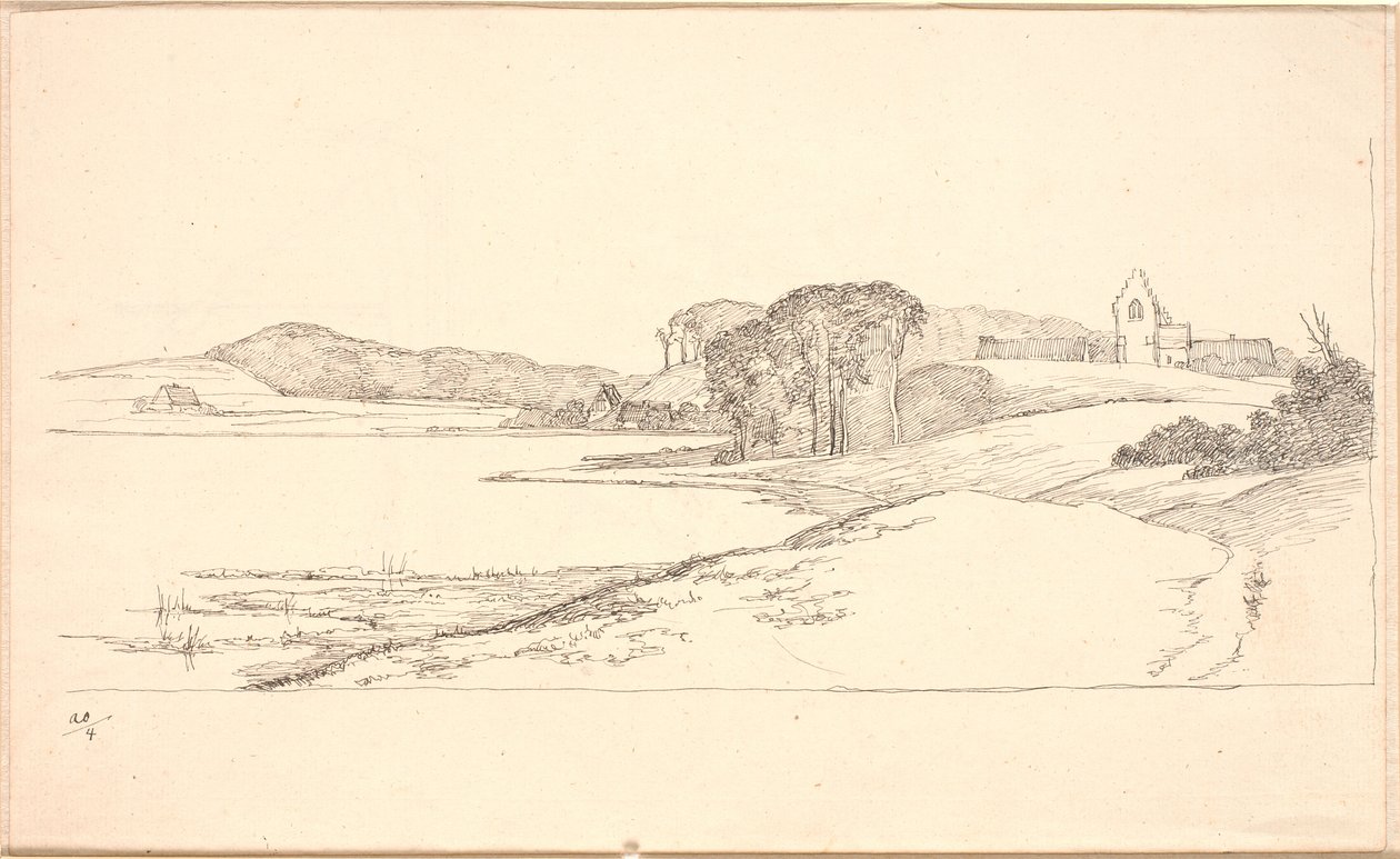 Lote de Søllerød Sø, t.h. a Igreja de Johan Thomas Lundbye