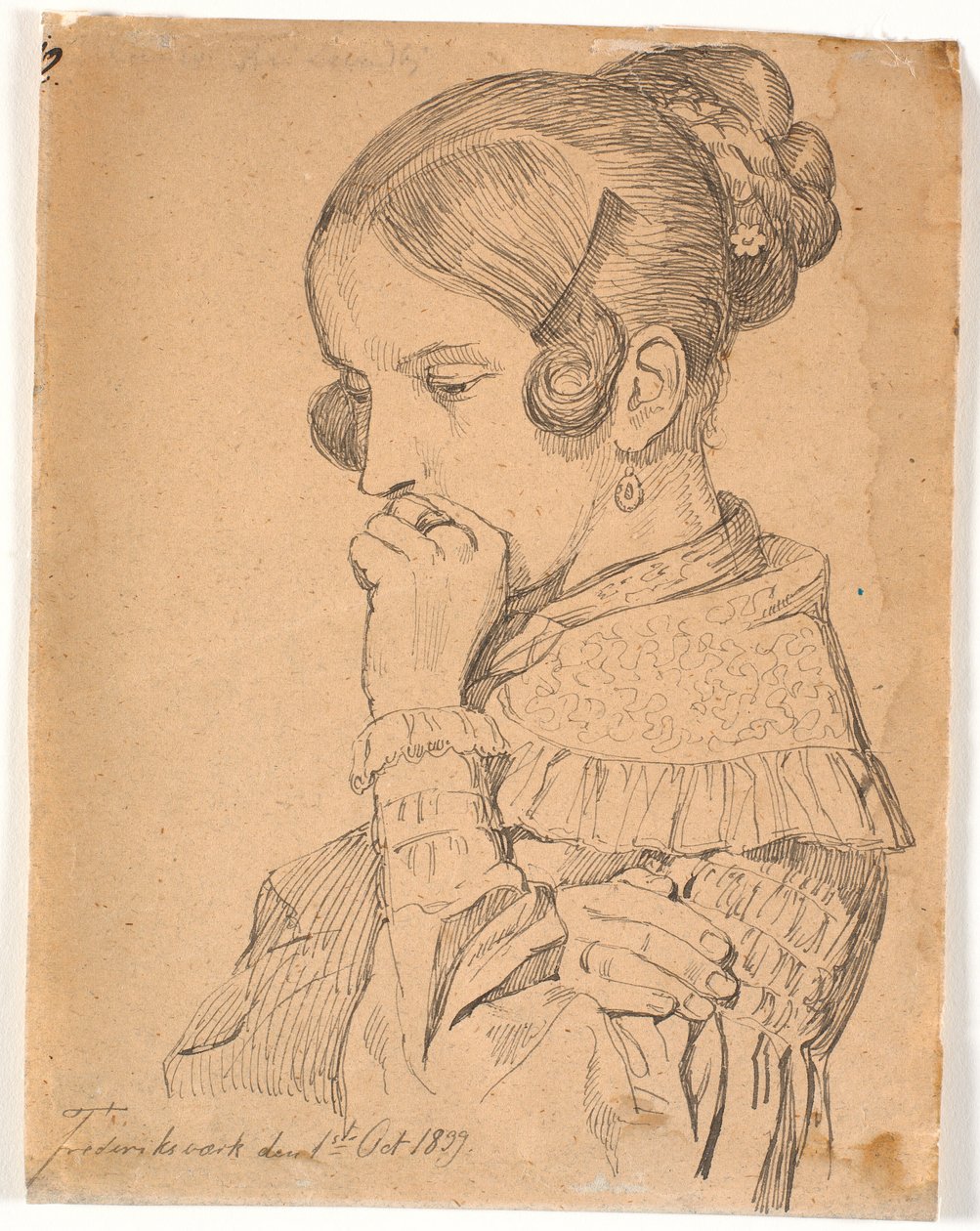 Retrato de uma jovem, 3/4 de perfil para a esquerda de Johan Thomas Lundbye